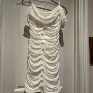 White spaghetti off shoulder dress